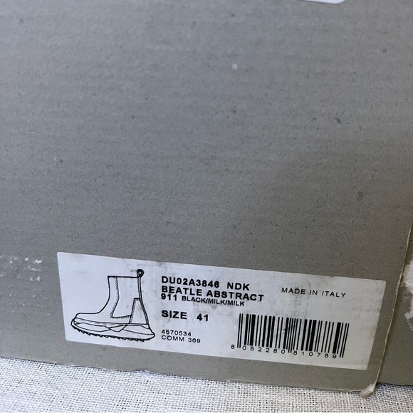 Rick Owens Men's DRKSHDW Beatle Abstract 911 Boots Black & Milk Sz41 - Picture 5 of 6